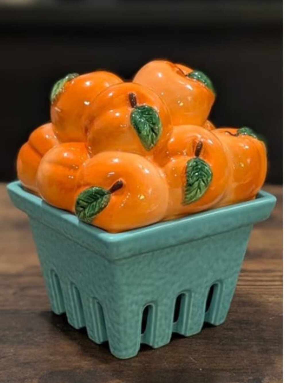 Homeworx By Harry Slatkin Farmstand Peach Ceramic Basket Candle Holder
